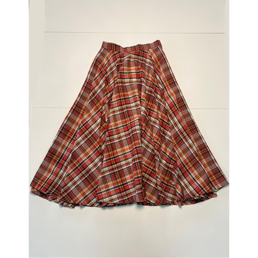 Plaid A-Line Skirt - Red and White